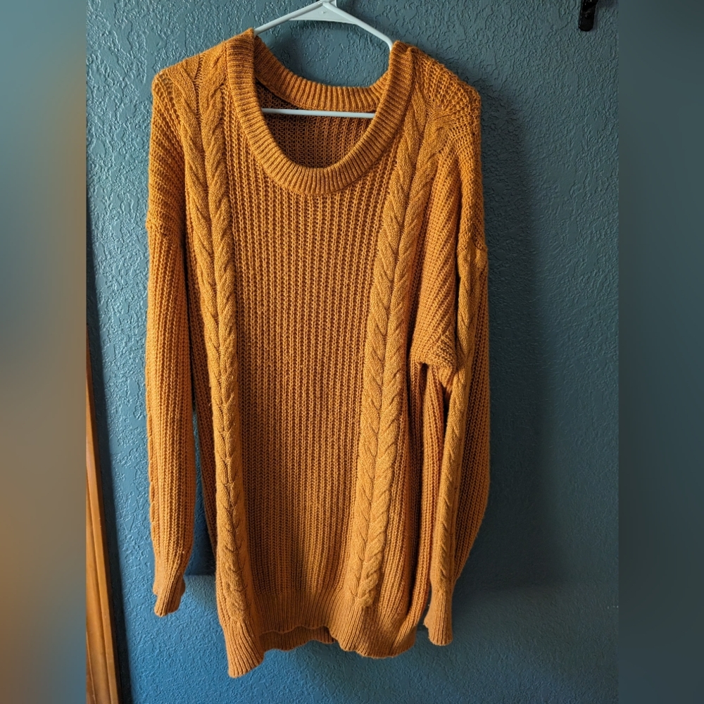 Cashmere oversized loose knitted crew neck dress